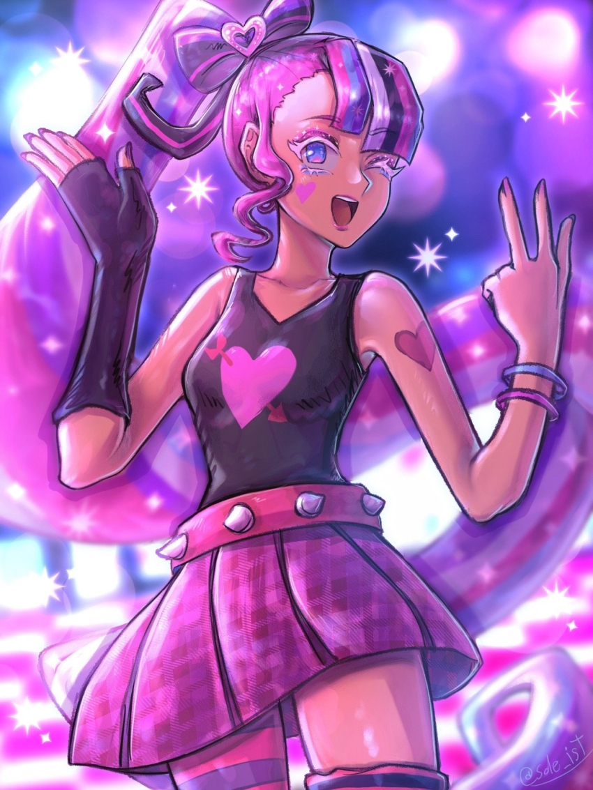 1girl, blue_eyes, bow, bow-shaped_hair, cookie_run, cookie_run:_kingdom, gloves, hair_bow