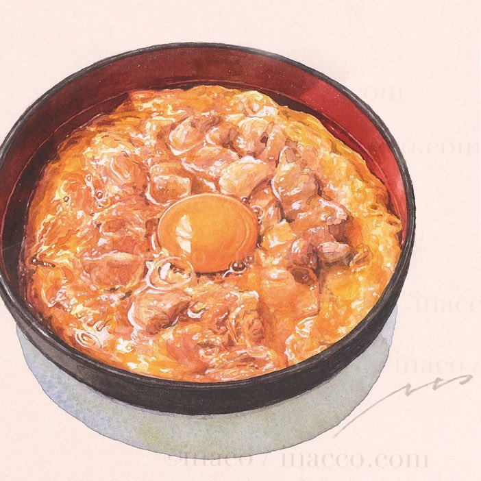 artist_name, bowl, chicken_(food), commentary_request, egg_yolk, food, food_focus, inaco