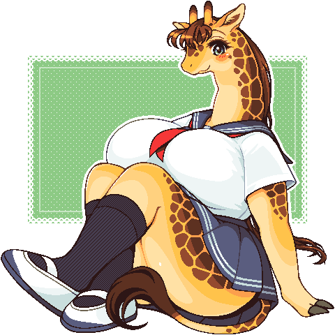 1girl, animal_ears, black_socks, blue_eyes, blue_skirt, blush, breasts, brown_hair