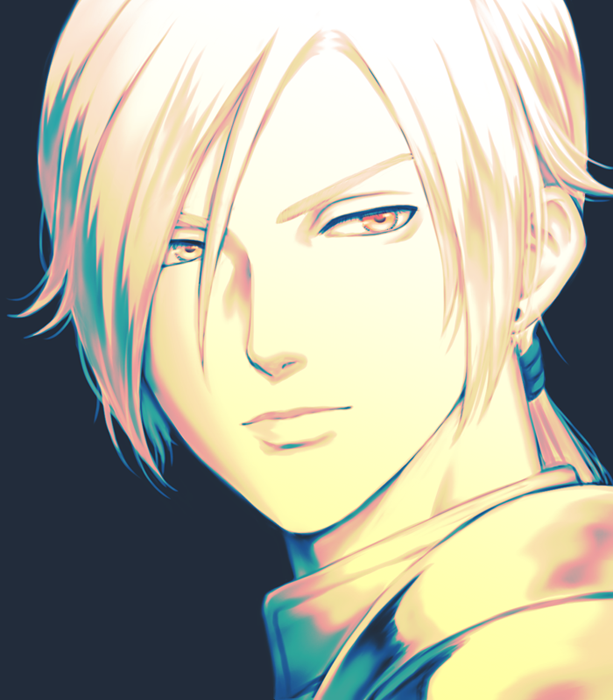 1boy, armor, closed_mouth, commentary_request, dragon_quest, dragon_quest_xi, earrings, grey_background