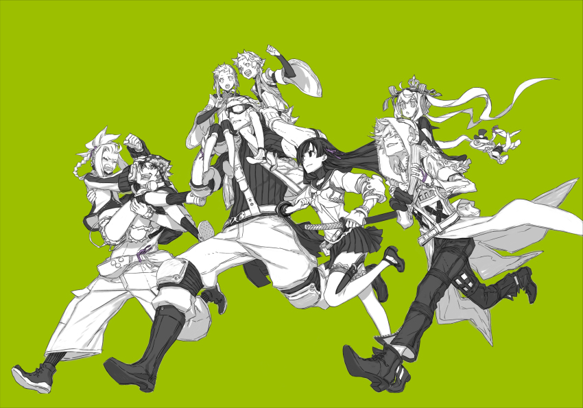 4boys, 4girls, 7th_dragon_(series), 7th_dragon_2020, 7th_dragon_2020-ii, :o, absurdres, anniversary