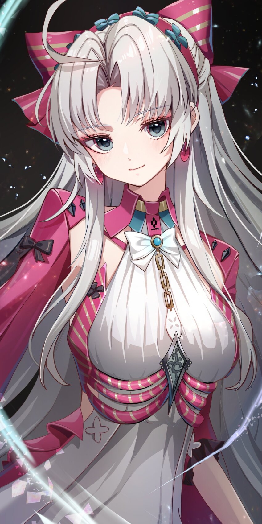 1girl, absurdres, bow, breasts, carlotta_(wuthering_waves), closed_mouth, commentary, dress