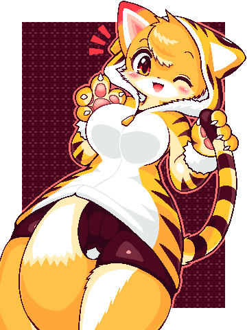 1girl, animal_ears, animal_hands, animal_hood, between_legs, bike_shorts, blush, breasts