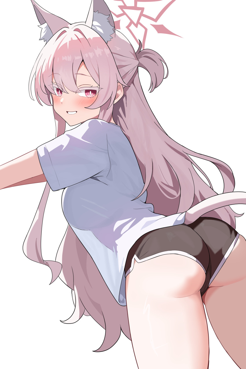 1girl, absurdres, akira_(blue_archive), allen_(user_rtdw8823), alternate_costume, animal_ear_fluff, animal_ears, ass