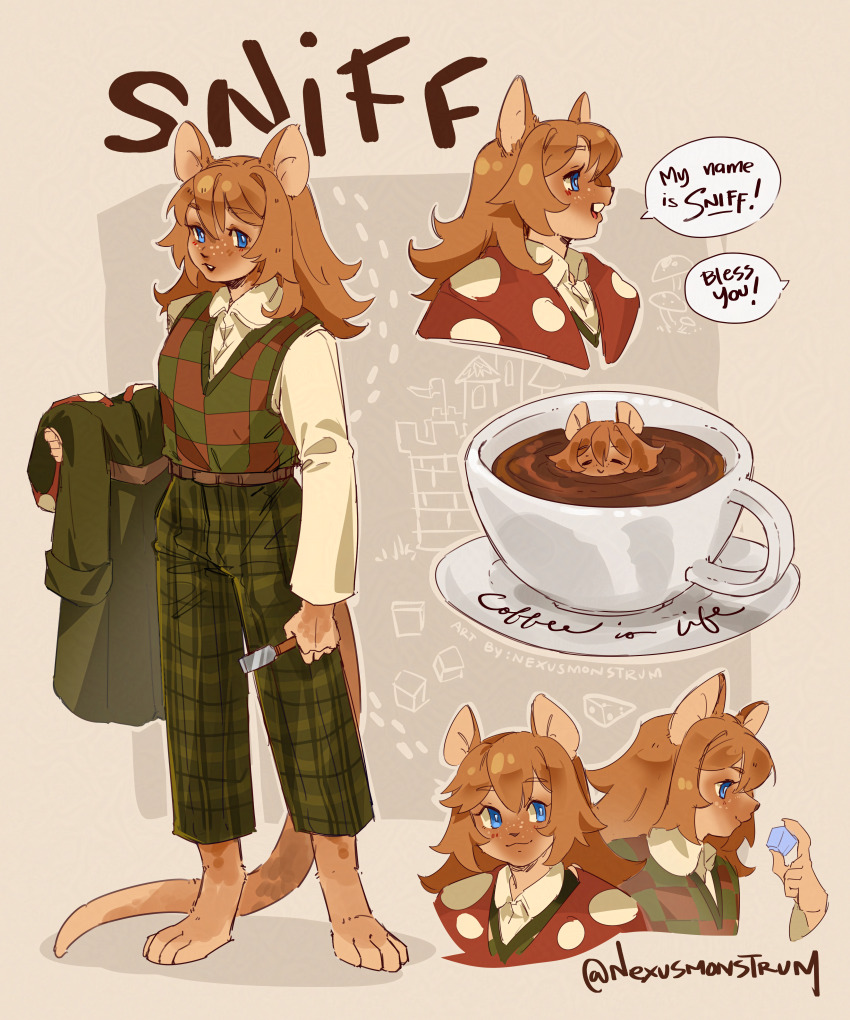 1other, absurdres, androgynous, animal_ears, animal_feet, animification, belt, blue_eyes