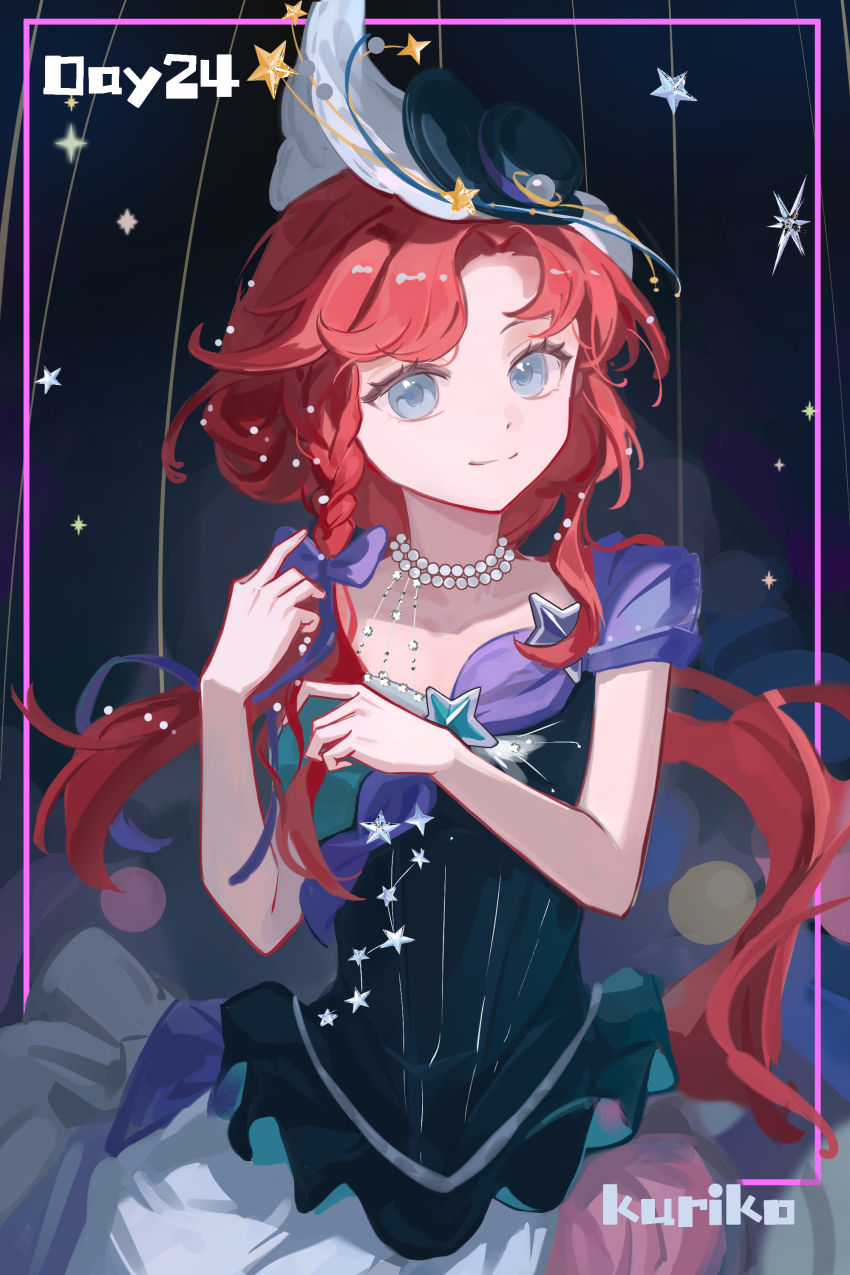 1girl, absurdres, artist_name, asymmetrical_sidelocks, barcarola_(asteroid_allegro)_(reverse:1999), barcarola_(reverse:1999), bare_arms, bead_choker