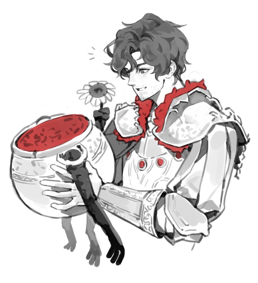 1boy, :d, absurdres, armor, black_hair, breastplate, curly_hair, diallos_(elden_ring)