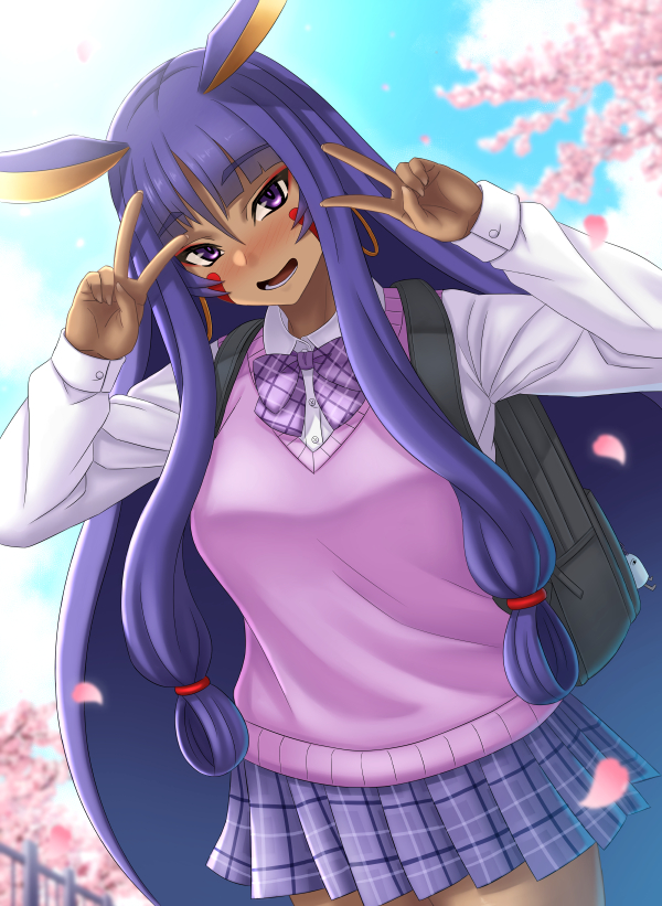 1girl, animal_ears, blush, breasts, chuppa_(katotsuba), dark-skinned_female, dark_skin, earrings