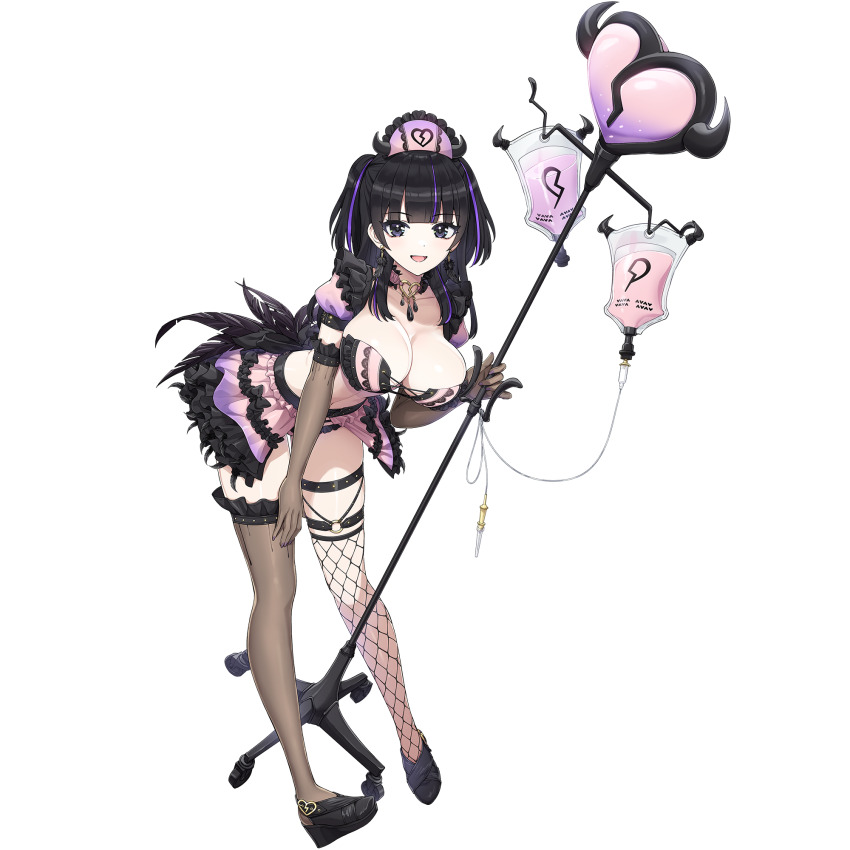 1girl, asymmetrical_legwear, black_gloves, black_hair, black_thighhighs, black_trim, bra, breasts