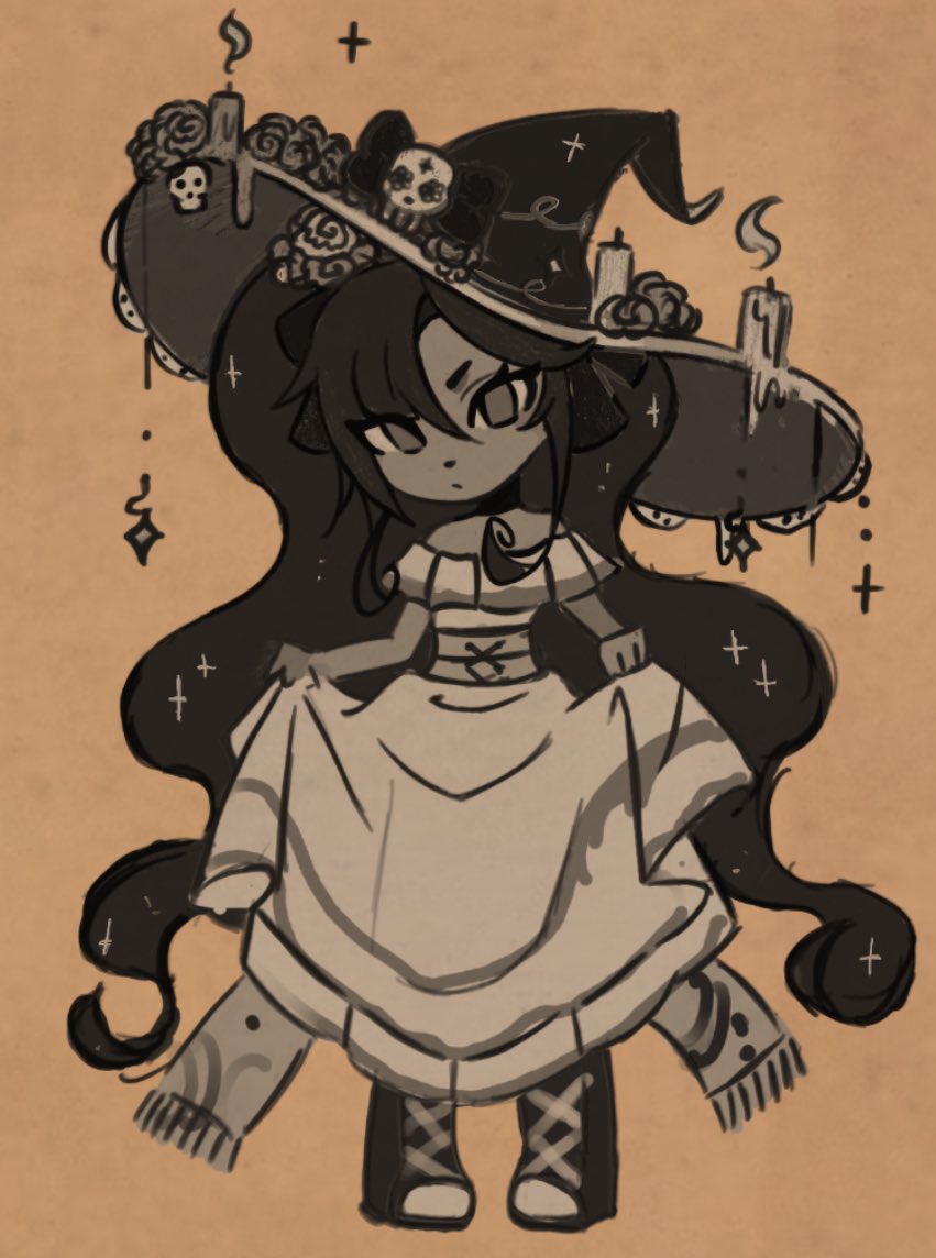 1girl, alternate_costume, boots, bow, candle, candle_hat_ornament, chibi, closed_mouth