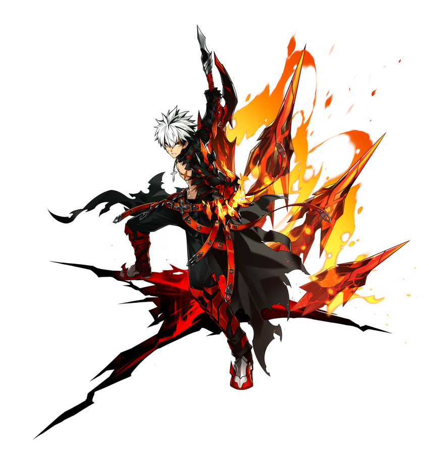 1boy, armored_boots, belt, belt_buckle, black_gloves, black_pants, black_shirt, boots