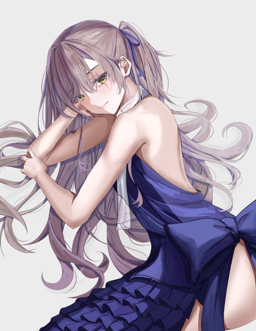 1girl, absurdres, brown_hair, closed_mouth, commentary_request, dress, girls'_frontline, girls'_frontline_2:_exilium