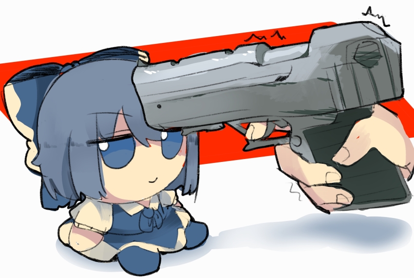 7-mirano, blue_bow, blue_dress, blue_eyes, blue_hair, blue_shoes, bow, character_doll