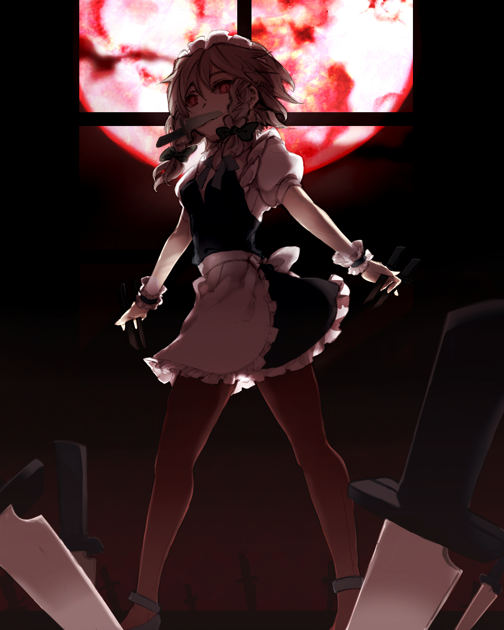 1girl, bad_id, bad_pixiv_id, dark, female_focus, gradient_background, highres, indoors