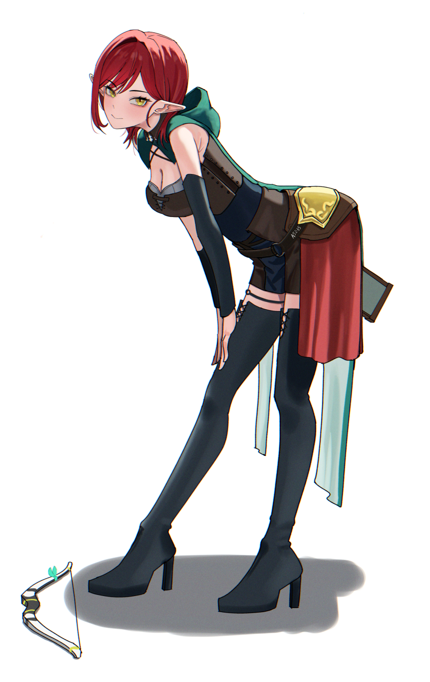 1girl, a5235, absurdres, black_boots, boots, bow_(weapon), breasts, castle_knight_charlotte