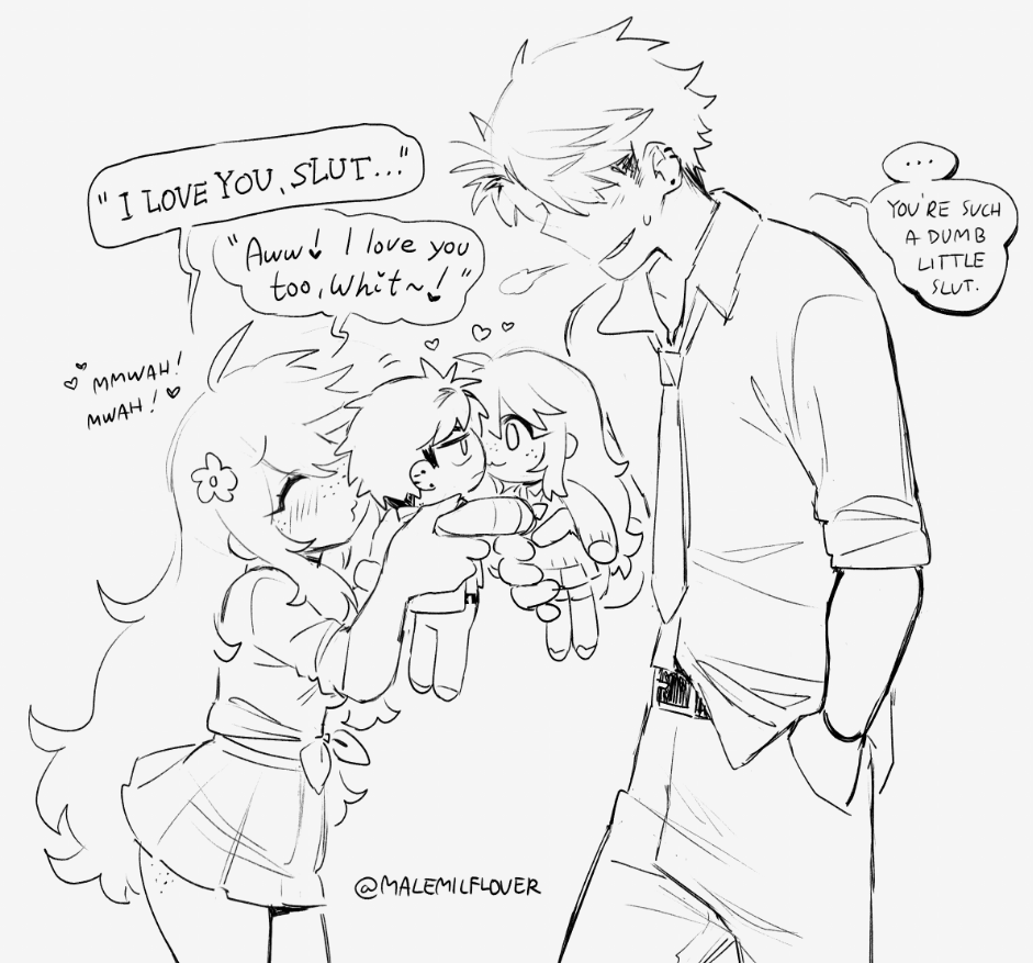 1boy, 1girl, blush, body_freckles, character_name, closed_eyes, collared_shirt, degrees_of_lewdity