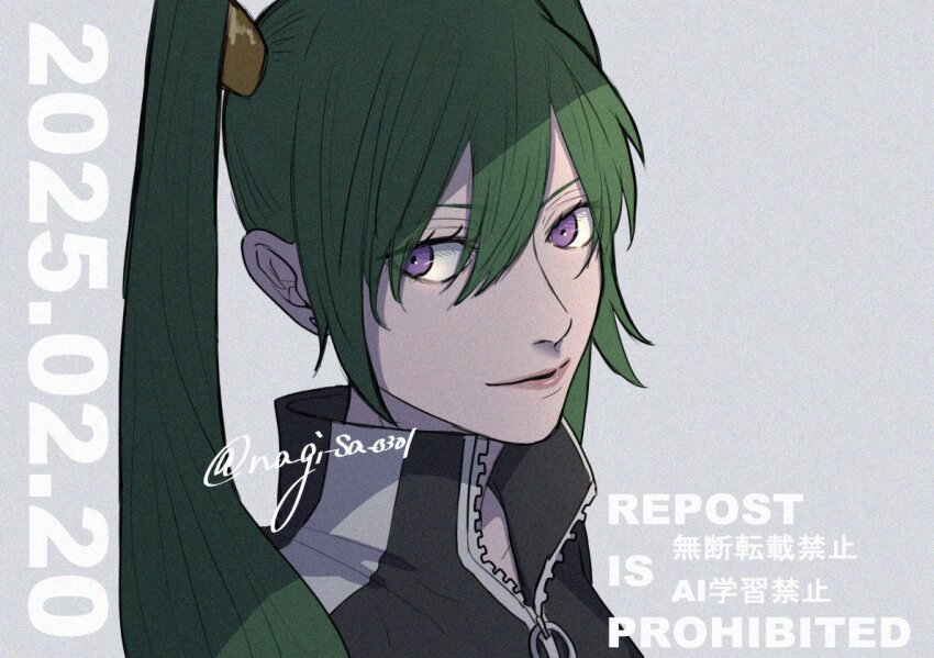 1girl, artist_name, black_jacket, black_order_uniform, collared_jacket, d.gray-man, earrings, front_zipper