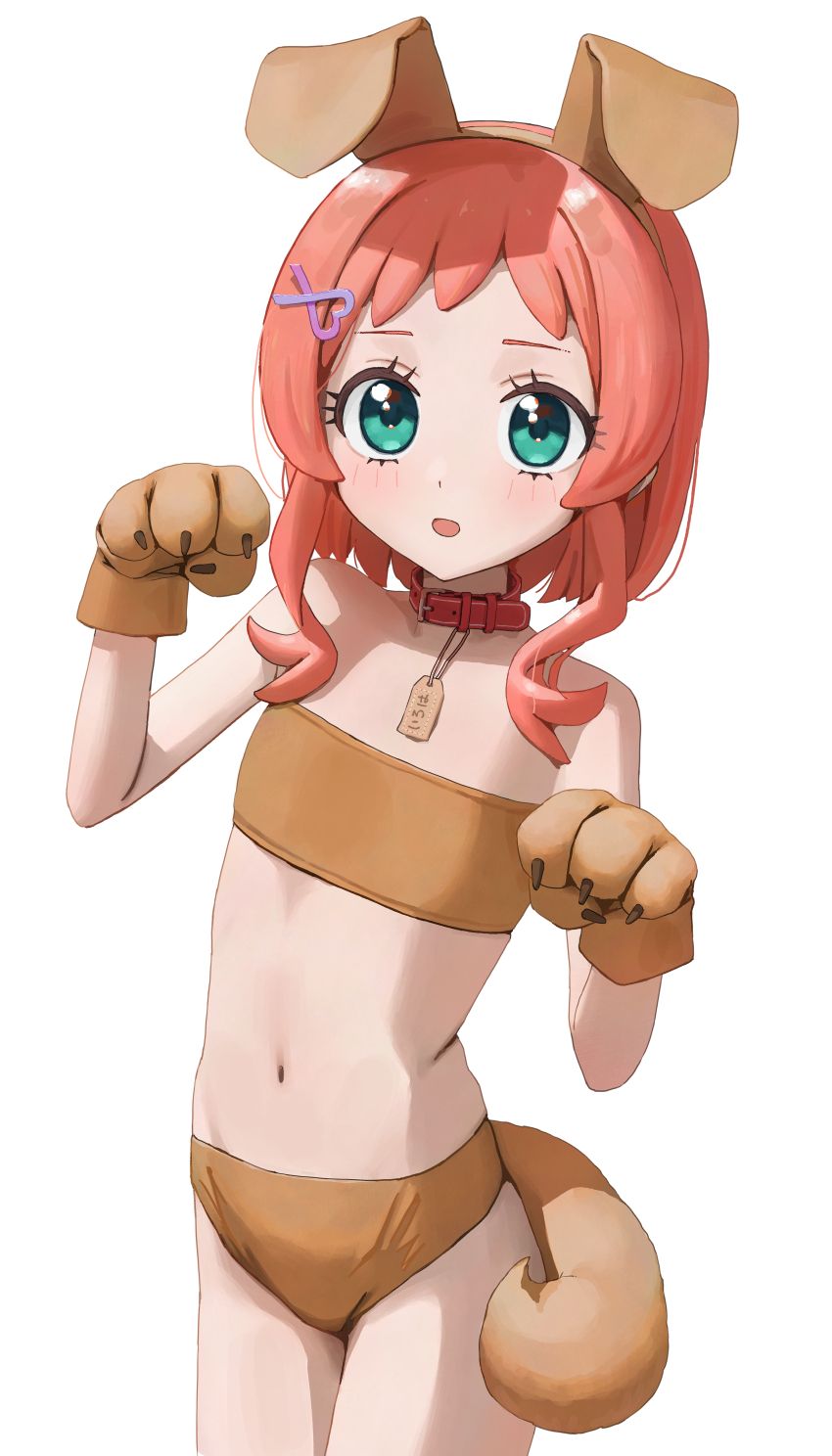 1girl, absurdres, alternate_costume, animal_collar, animal_ear_hairband, animal_ears, animal_hands, aqua_eyes