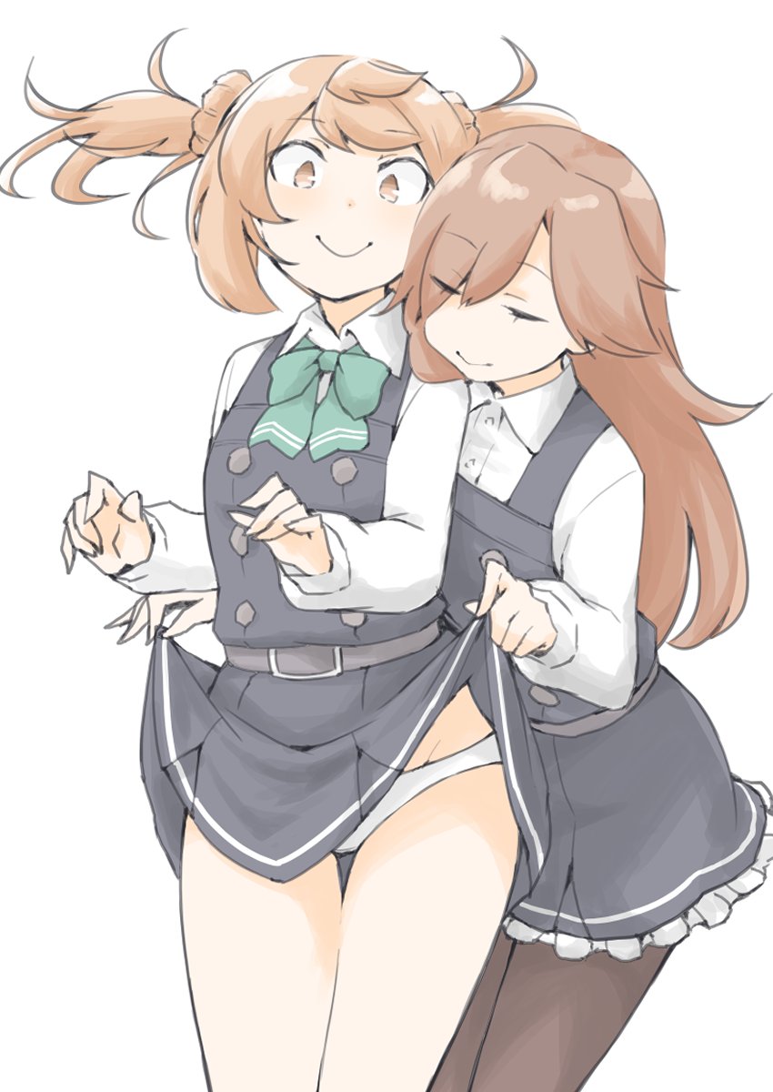 akara_kai, arashio_(kancolle), arashio_kai_ni_(kancolle), black_dress, black_pantyhose, blush, bow, bowtie