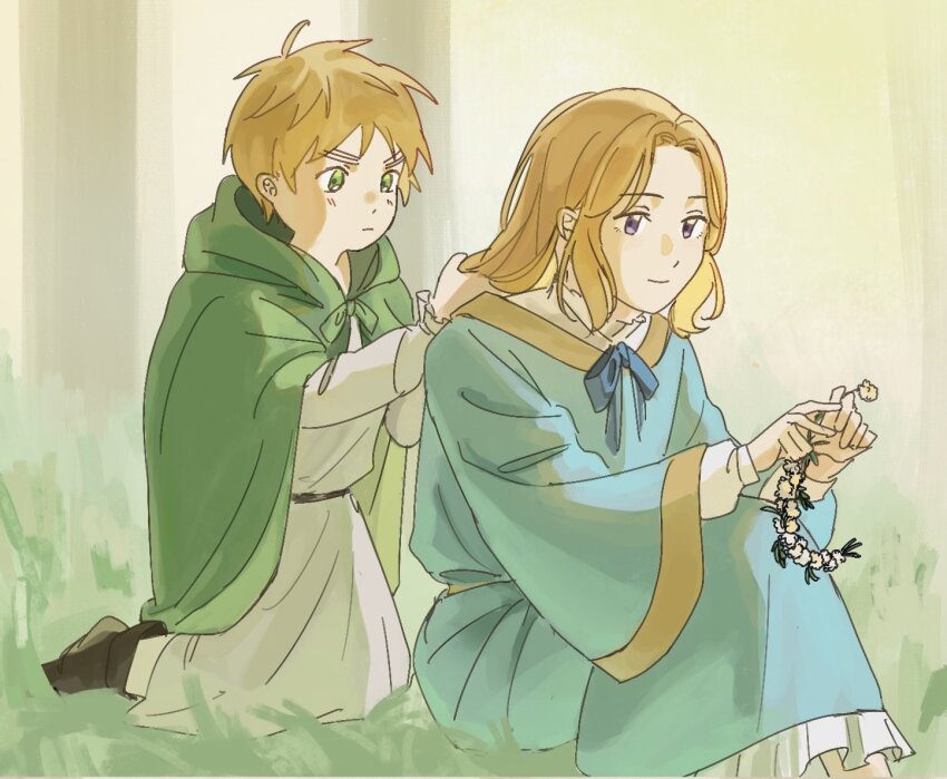 2boys, aged_down, axis_powers_hetalia, belt, black_belt, black_boots, blonde_hair, blue_bow