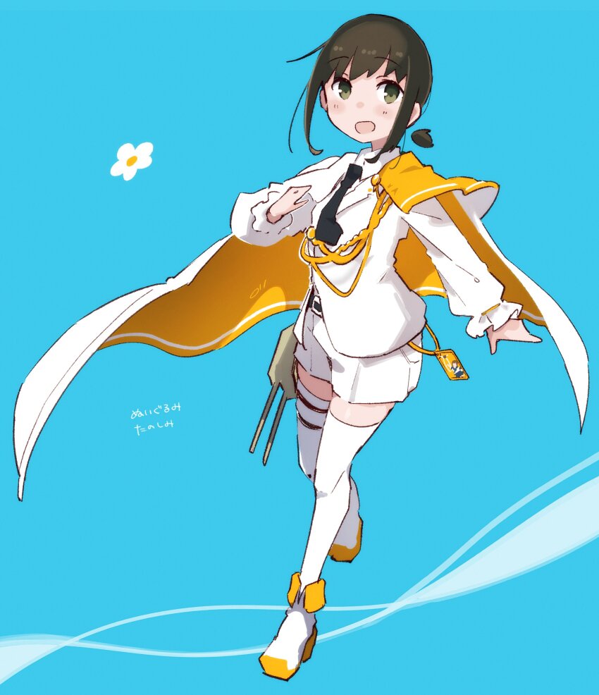 1girl, absurdres, aiguillette, belt, black_belt, black_hair, black_necktie, cape