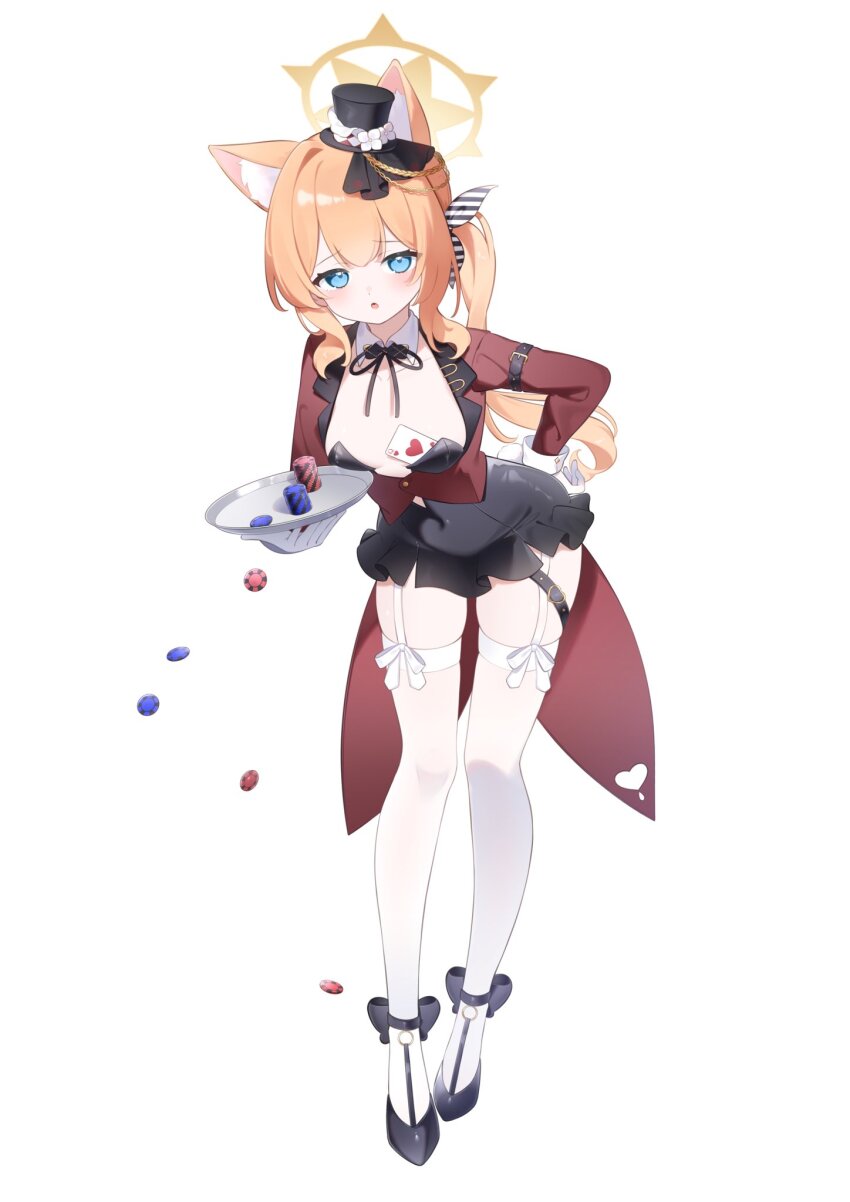 1girl, animal_ear_fluff, animal_ears, aoitsuki, black_hat, blue_archive, blue_eyes, breasts