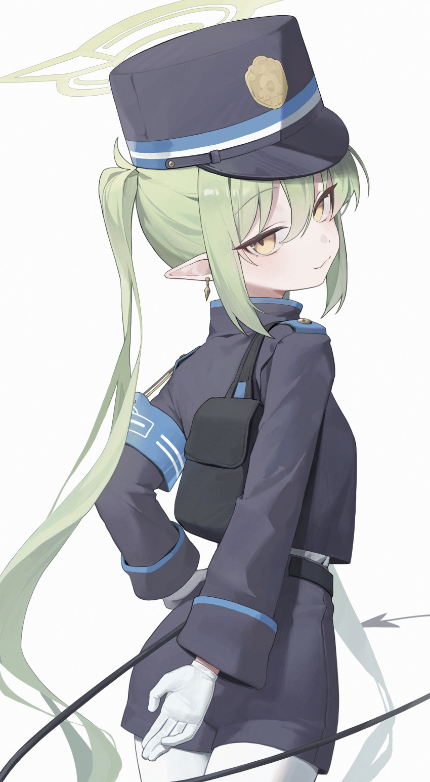 1girl, absurdres, blue_archive, demon_girl, demon_tail, gloves, green_hair, green_halo