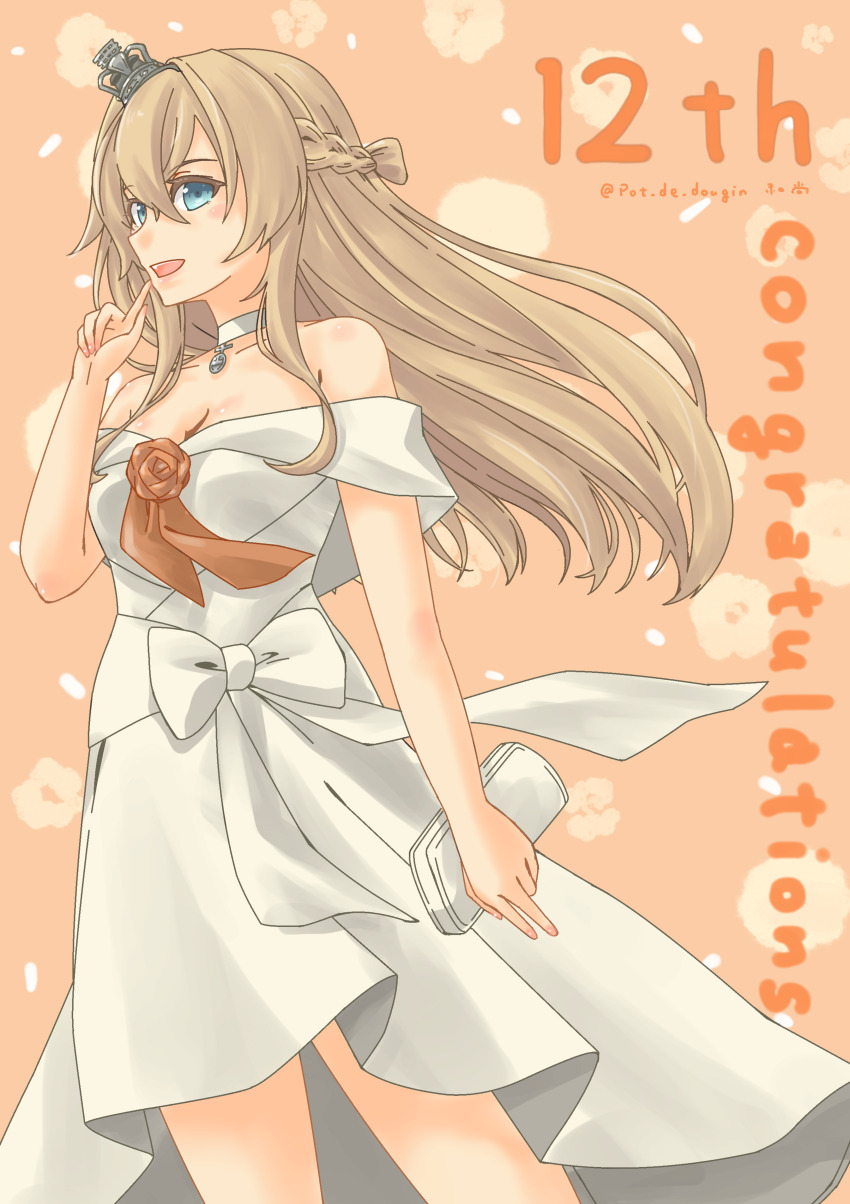 1girl, absurdres, bag, blonde_hair, blue_eyes, braid, choker, commentary_request