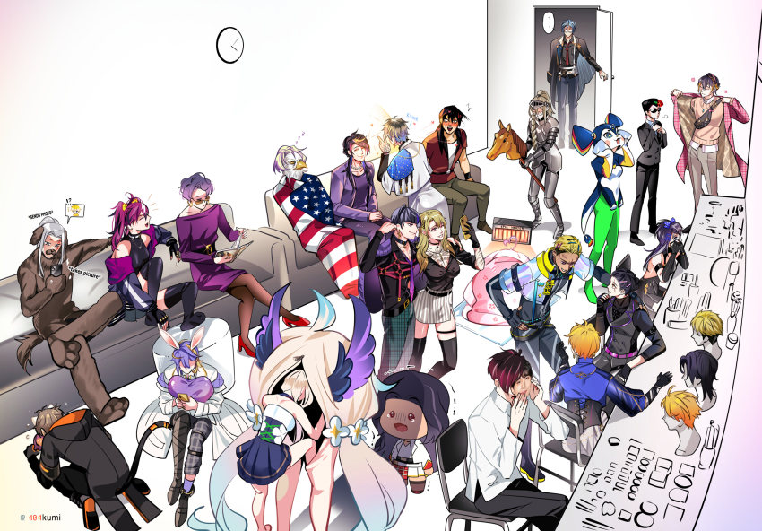 !?, ..., 404kumi, 6+boys, 6+girls, adjusting_clothes, aia_amare, alban_knox