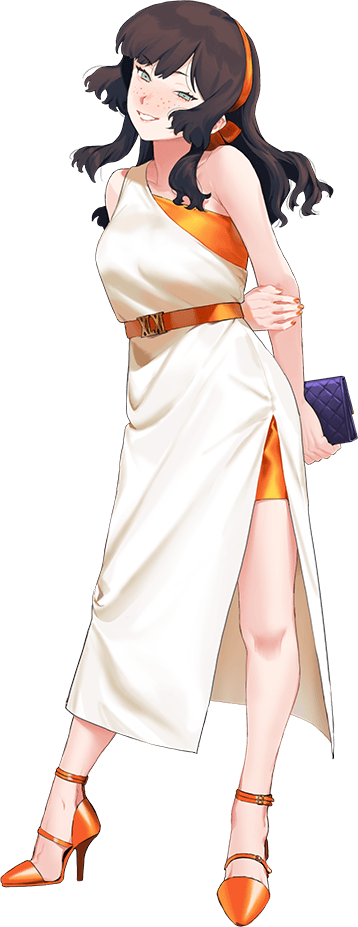 1girl, arms_behind_back, black_hair, dress, freckles, full_body, green_eyes, hairband