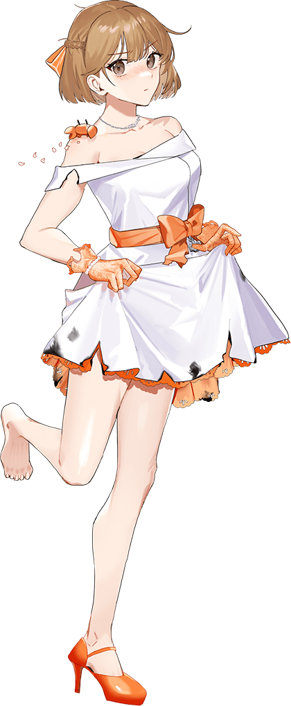 1girl, anchor, anchor_ornament, barefoot, breasts, crab, dress, drew_(drew213g)