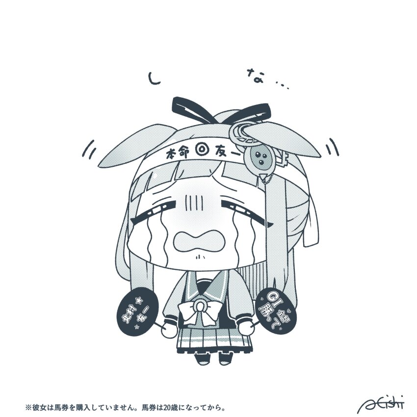 1girl, a4_(a4_eishi), animal_ears, blunt_bangs, bow, bowtie, chibi, chibi_only