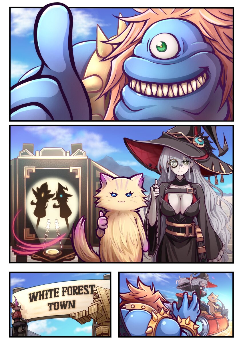 1girl, absurdres, akisame_rizu, blonde_hair, blue_skin, breasts, cleavage, colored_skin