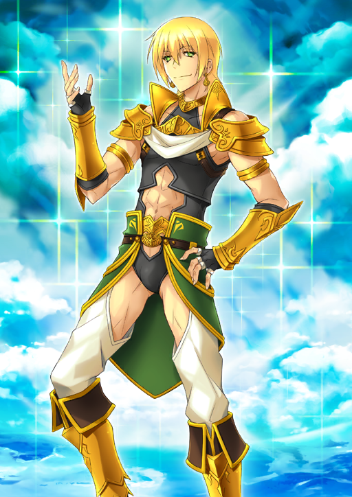 1boy, abs, armlet, armor, armored_boots, belt, black_(artist), black_gloves