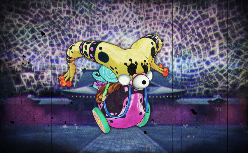 abstract, artist_request, creature, creature_focus, crystal, film_grain, game_cg, glitch, highres, machibito_uma_no_uwasa, magia_record:_mahou_shoujo_madoka_magica_gaiden, mahou_shoujo_madoka_magica, mahou_shoujo_madoka_magica_magia_exedra, no_humans, official_art, path, road, rocking_horse, shrine, solo, uwasa_(madoka_magica)