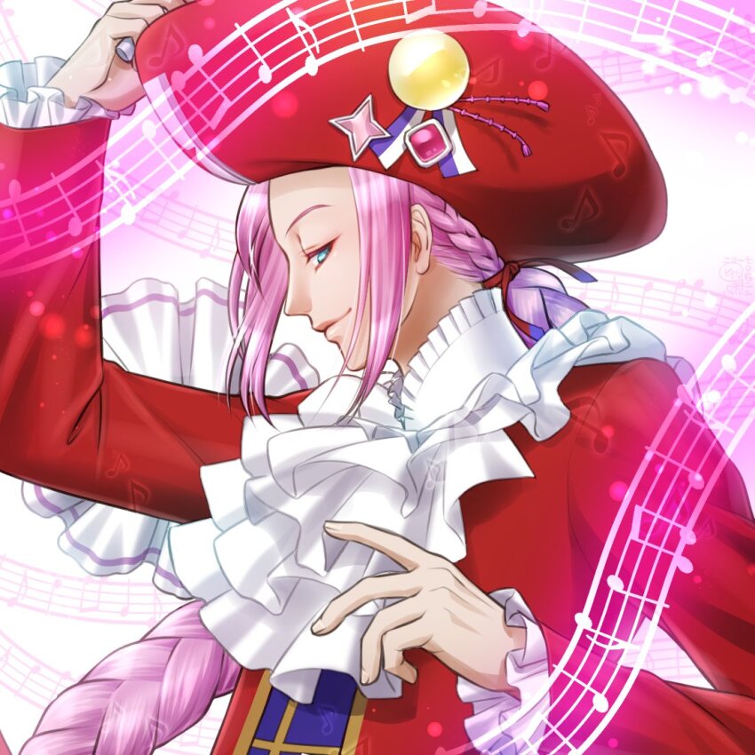 1boy, ascot, asebi_hikaru, blue_eyes, braid, classicaloid, closed_mouth, commentary_request