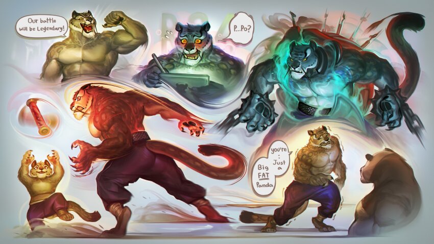 2boys, abs, absurdres, aged_down, animal_ears, bara, belly, biceps