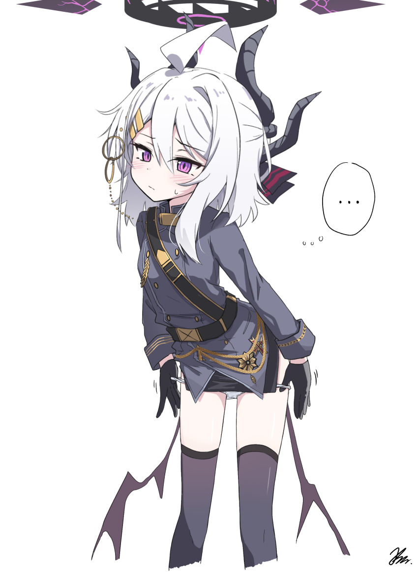 ..., 1girl, absurdres, ahoge, alternate_hair_length, alternate_hairstyle, black_gloves, black_skirt