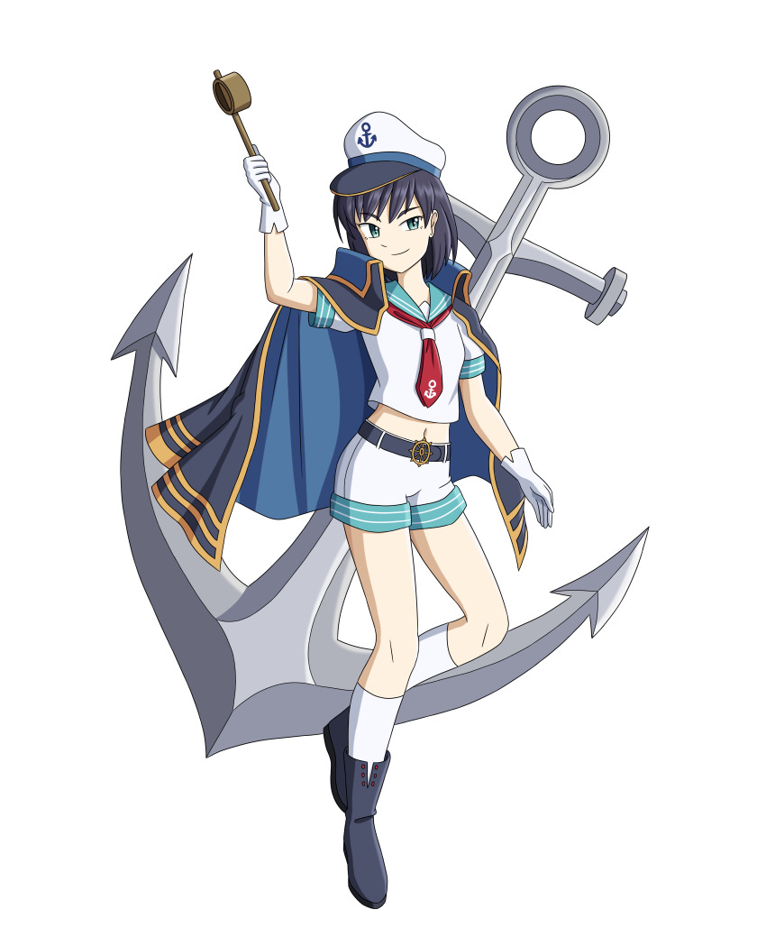 1girl, absurdres, ajamnova, anchor, anchor_symbol, aqua_eyes, belt, black_belt