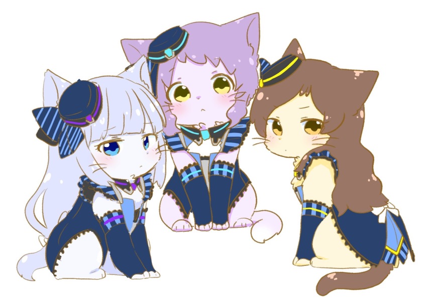 animal, animal_focus, animalization, blue_eyes, blue_hair, blush, brown_eyes, brown_hair