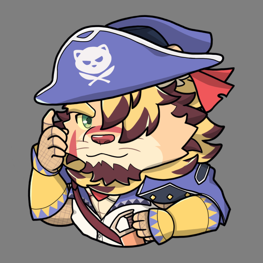 1boy, animal_ears, another_eidos-r, chibi, commentary, english_commentary, facial_scar, furry