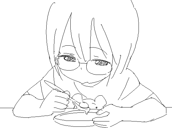 1girl, :t, animal_print, animated, animated_gif, bear_print, blinking, bowl