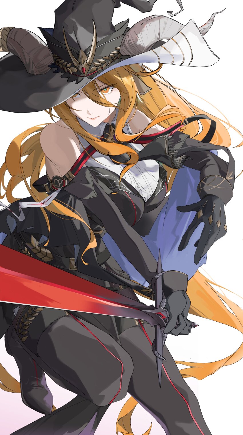 1girl, absurdres, adesu_(gekkahyouzin), aqua_pupils, arknights, bare_shoulders, black_gloves, black_hat