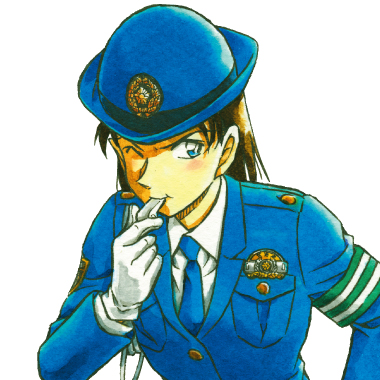 1girl, aoyama_goushou, armband, black_hair, blowing_whistle, blue_eyes, blue_hat, blue_jacket