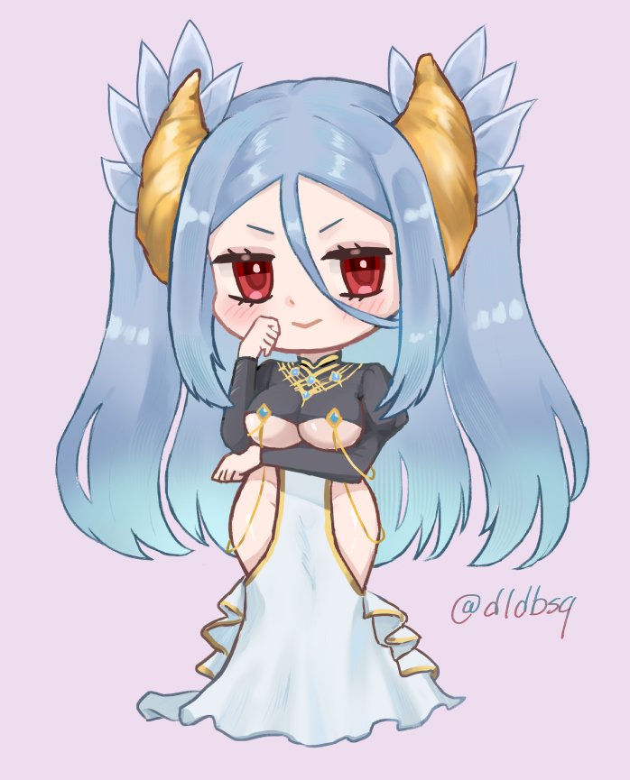 1girl, arm_under_breasts, black_dress, blush, breasts, brown_dust_(series), brown_dust_2, chibi