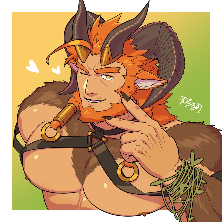 1boy, animal_ears, another_eidos-r, azmond_(another_eidos), bara, beard, body_fur, braid