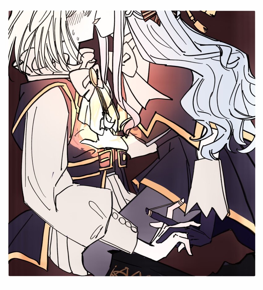 2girls, bang_dream!, bang_dream!_it's_mygo!!!!!, black_gloves, black_skirt, black_vest, blonde_hair, blue_hair