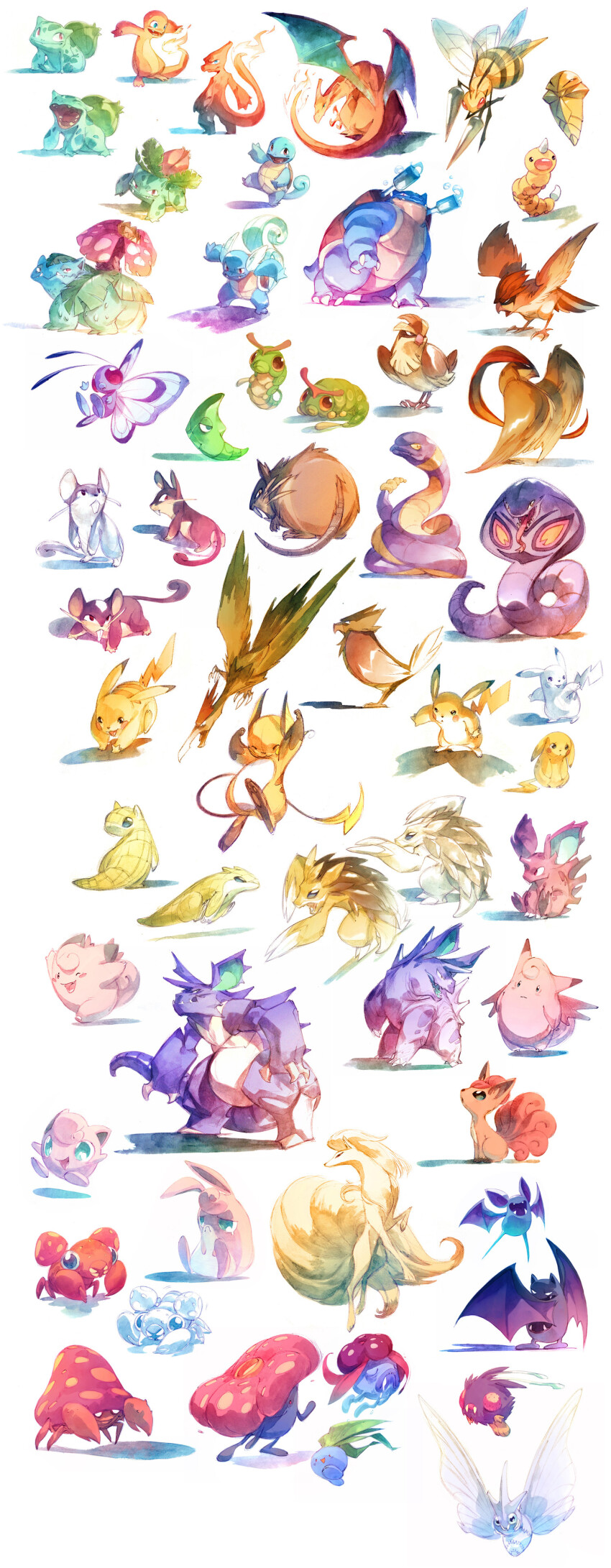 absurdres, arbok, ballpoint_pen_(medium), bat_(animal), beedrill, bird, blastoise, bug