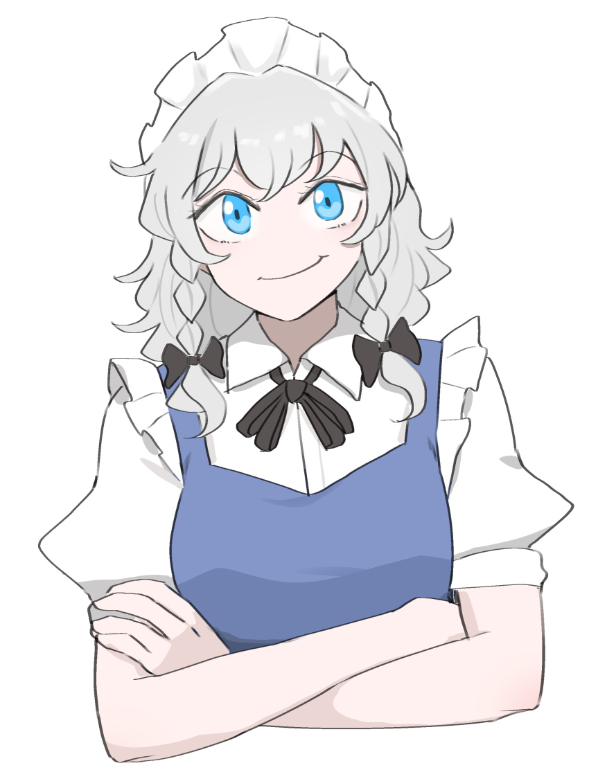 1girl, absurdres, black_bow, black_ribbon, bow, braid, collared_shirt, cropped_torso