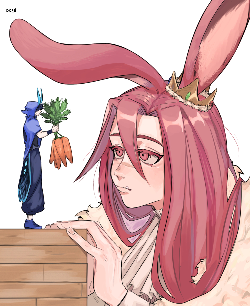 2boys, androgynous, animal_ears, animification, antennae, arthropod_boy, ascot, blue_capelet